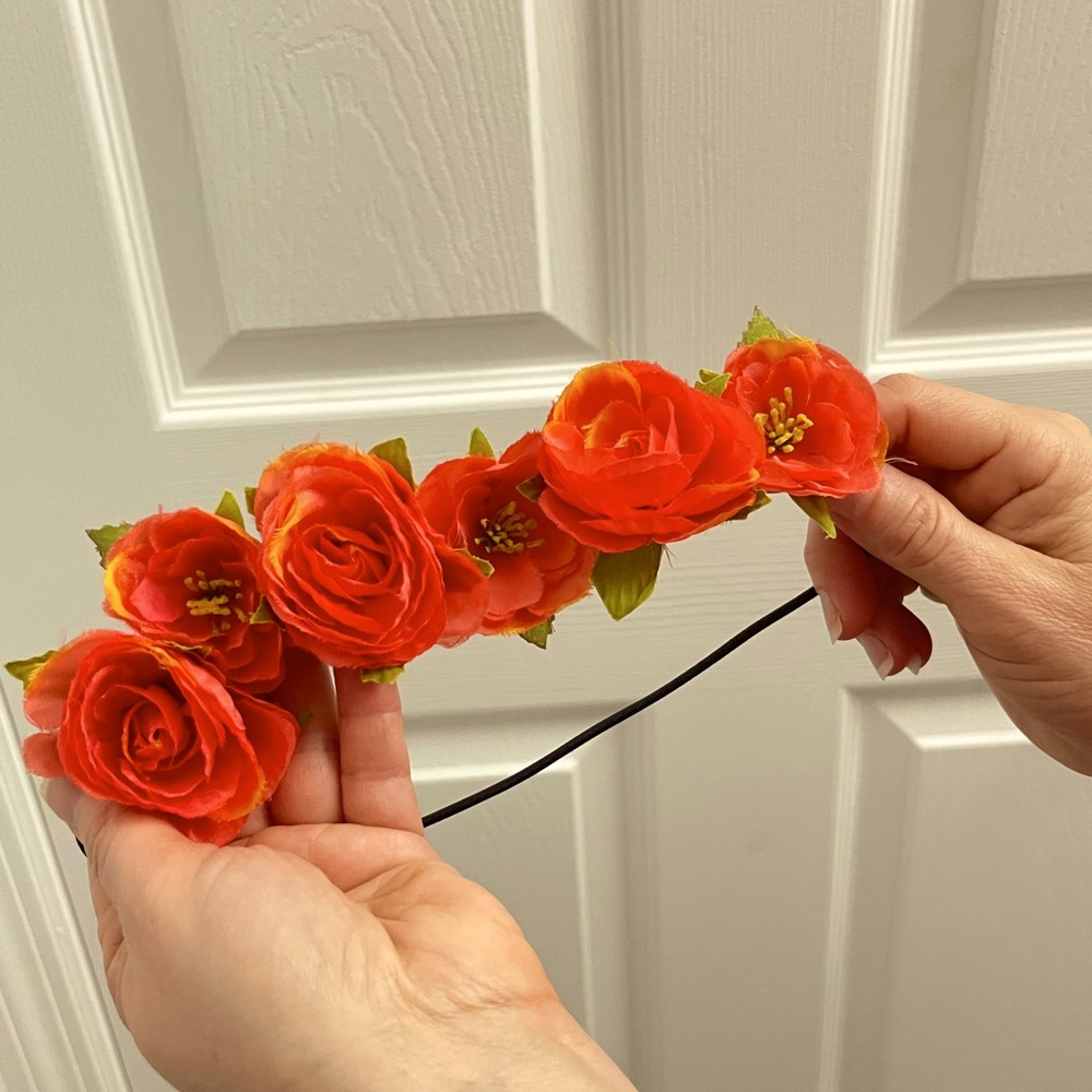 Faux coral roses flower crown